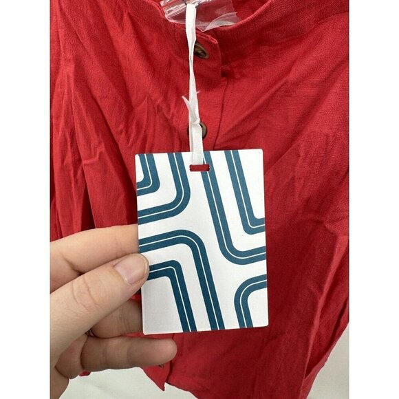 Market & Spruce Top Women 2X Red Button Front Wide Strap Picnic Tank NEW Beach - Picture 6 of 9